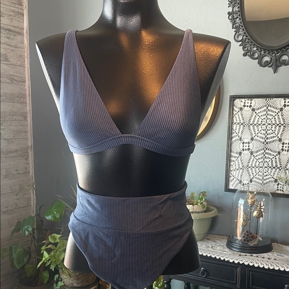 aerie Other - Aerie Deep Blue Ribbed Bikini Set